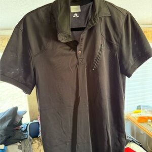 J.Lindeberg Black Polo Shirt with Zipper Pocket